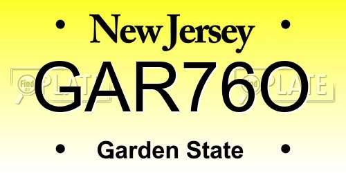 GAR76O New Jersey License Plate
