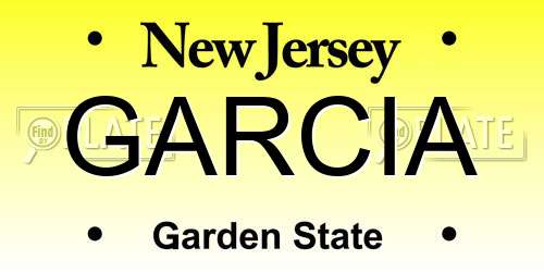 GARCIA New Jersey License Plate