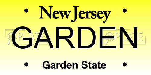 GARDEN New Jersey License Plate