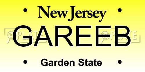 GAREEB New Jersey License Plate