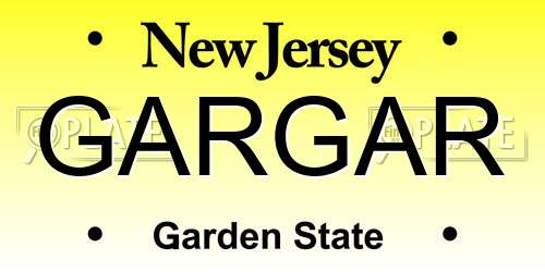 GARGAR New Jersey License Plate