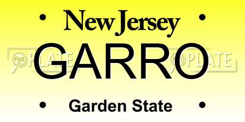 GARRO New Jersey License Plate