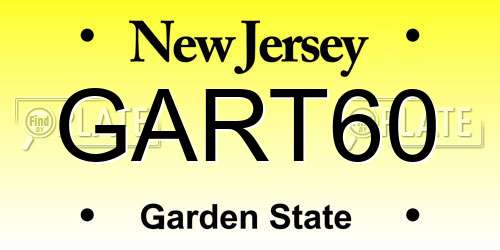 GART60 New Jersey License Plate