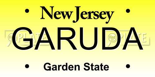 GARUDA New Jersey License Plate