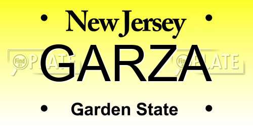 GARZA New Jersey License Plate