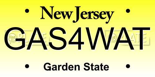 GAS4WAT New Jersey License Plate