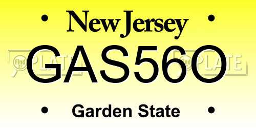 GAS56O New Jersey License Plate