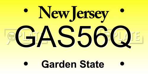 GAS56Q New Jersey License Plate