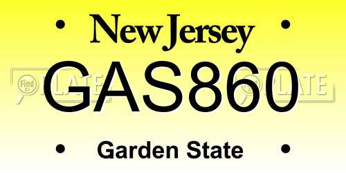 GAS860 New Jersey License Plate