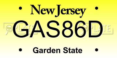 GAS86D New Jersey License Plate