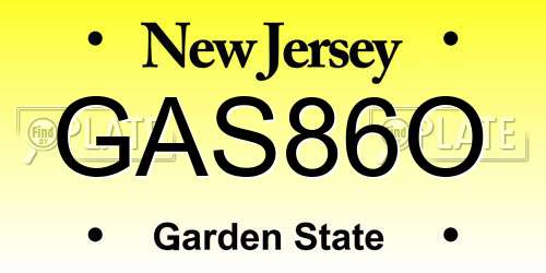 GAS86O New Jersey License Plate