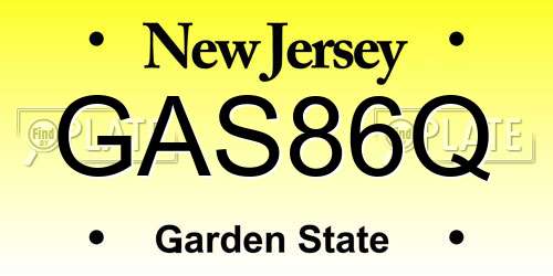 GAS86Q New Jersey License Plate