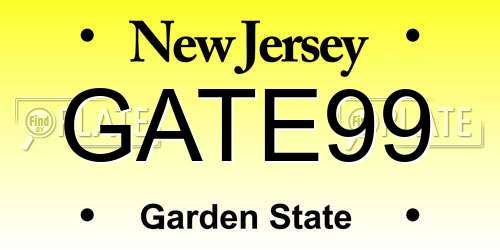 GATE99 New Jersey License Plate