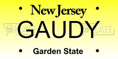 GAUDY New Jersey License Plate