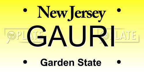 GAURI New Jersey License Plate