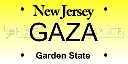 GAZA New Jersey License Plate