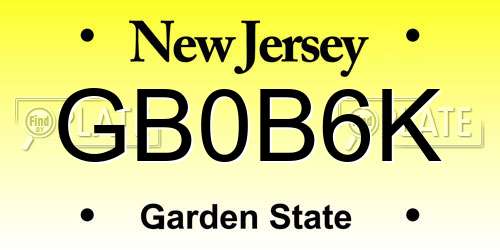 GB0B6K New Jersey License Plate