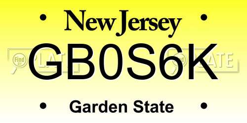 GB0S6K New Jersey License Plate