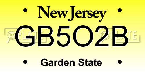 GB5O2B New Jersey License Plate