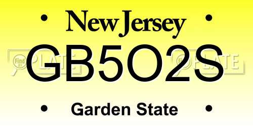 GB5O2S New Jersey License Plate