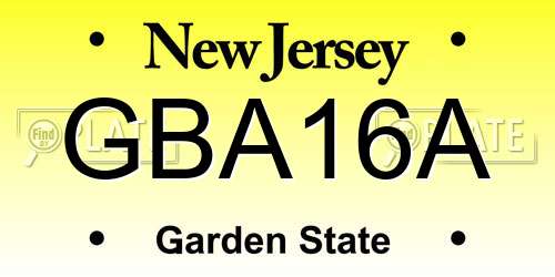 GBA16A New Jersey License Plate