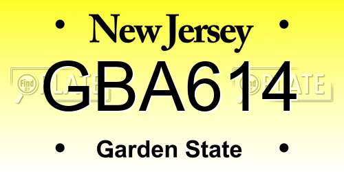 GBA614 New Jersey License Plate