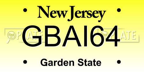 GBAI64 New Jersey License Plate