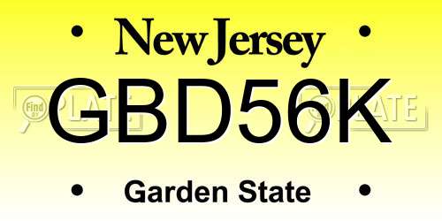 GBD56K New Jersey License Plate