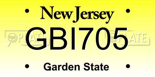 GBI705 New Jersey License Plate