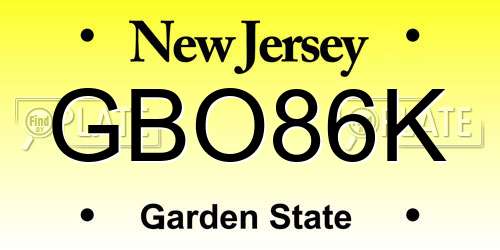GBO86K New Jersey License Plate