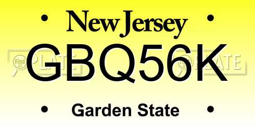 GBQ56K New Jersey License Plate