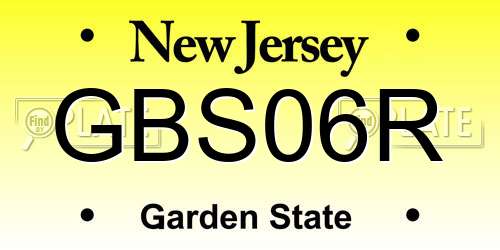GBS06R New Jersey License Plate