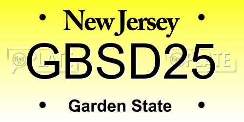 GBSD25 New Jersey License Plate