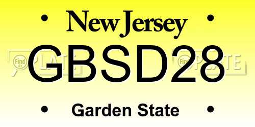 GBSD28 New Jersey License Plate