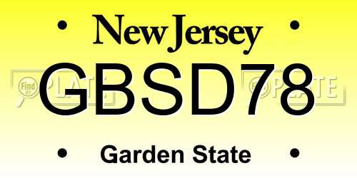 GBSD78 New Jersey License Plate