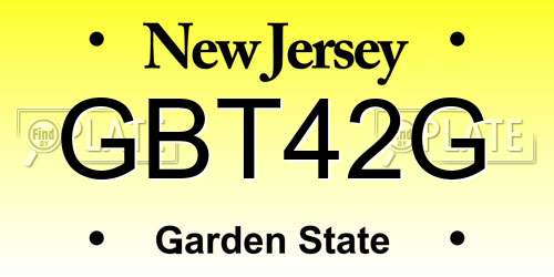 GBT42G New Jersey License Plate