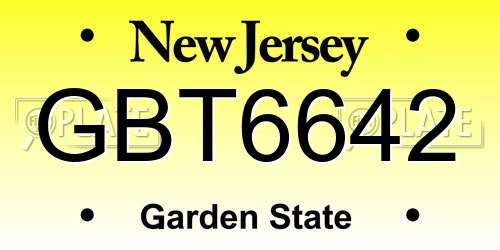 GBT6642 New Jersey License Plate