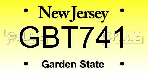 GBT741 New Jersey License Plate