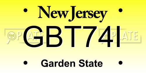 GBT74I New Jersey License Plate