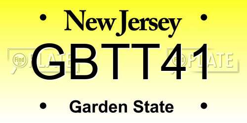 GBTT41 New Jersey License Plate