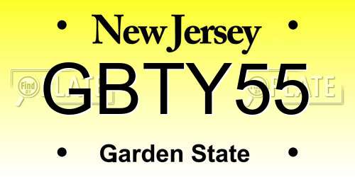 GBTY55 New Jersey License Plate