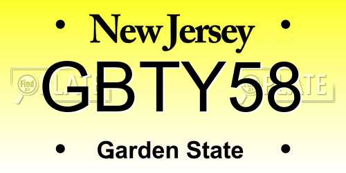 GBTY58 New Jersey License Plate