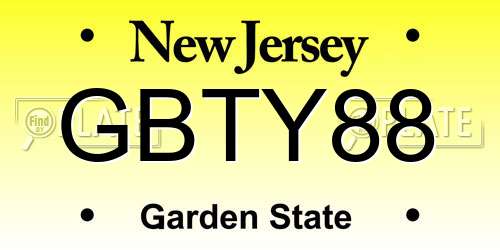 GBTY88 New Jersey License Plate