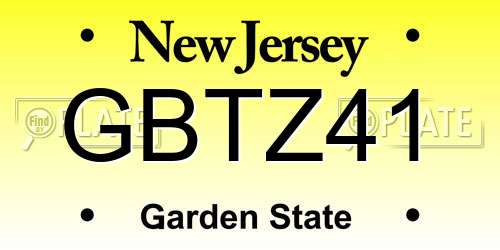 GBTZ41 New Jersey License Plate