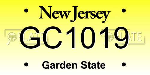 GC1019 New Jersey License Plate