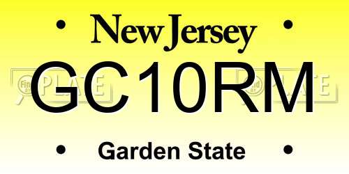 GC10RM New Jersey License Plate