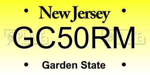 GC50RM New Jersey License Plate