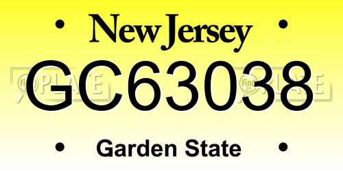 GC63038 New Jersey License Plate