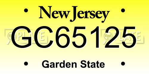GC65125 New Jersey License Plate
