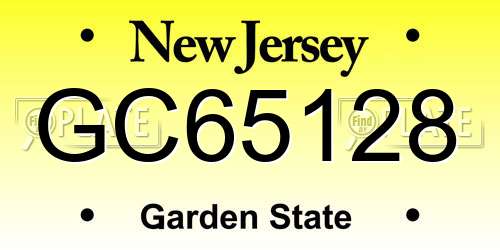 GC65128 New Jersey License Plate